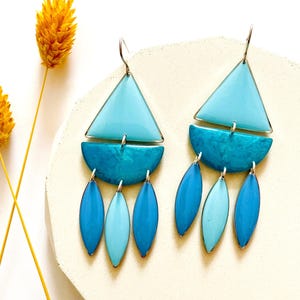 Blue Chandelier Earrings: Unique Silver Earrings for Sensitive Skin
