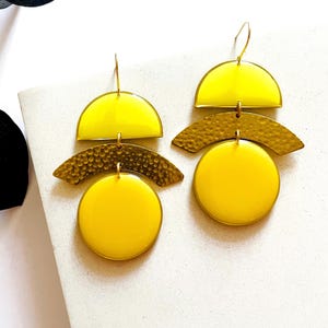 Yellow Resin Dangle Earrings: Handmade Fun Jewellery