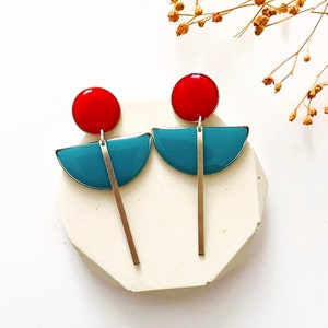 Lightweight Silver Dangle Earrings With Colour: Art Deco Inspired Jewellery