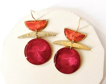 Large Red Dangle Earrings: Lightweight Statement Jewellery