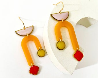 Colourful Acrylic Earrings, Statement Arch Earrings, Acrylic and Resin Earrings, Quirky Dangle Earrings In The UK, Bold Earrings for Women