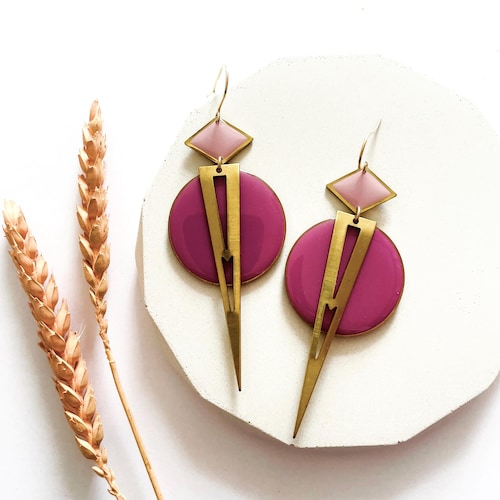 Large Purple Earrings: Handmade Big Lightweight Earrings