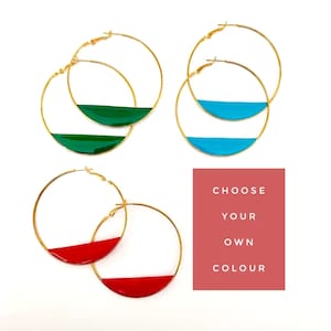 Custom Colour Hoop Earrings: Large Nickel Free Hoops