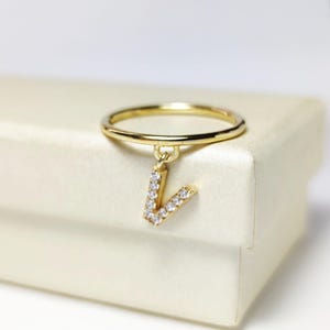 Anillo inicial, regalo de cumpleaños, joyería de plata 925, joyería de color dorado, anillo para mujer