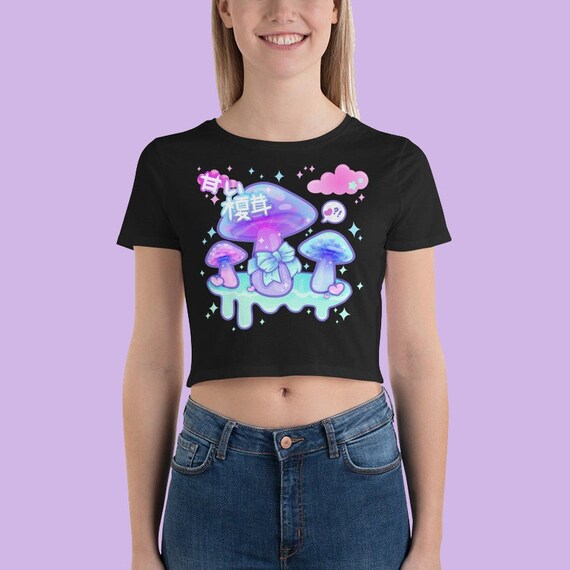 Mushroom cropped shirt Pastel Cute Fairy Kei Medium