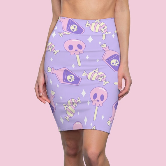 Pastel Goth Skirt Bodycon Skirt Pastel Goth Clothing Lilac Etsy