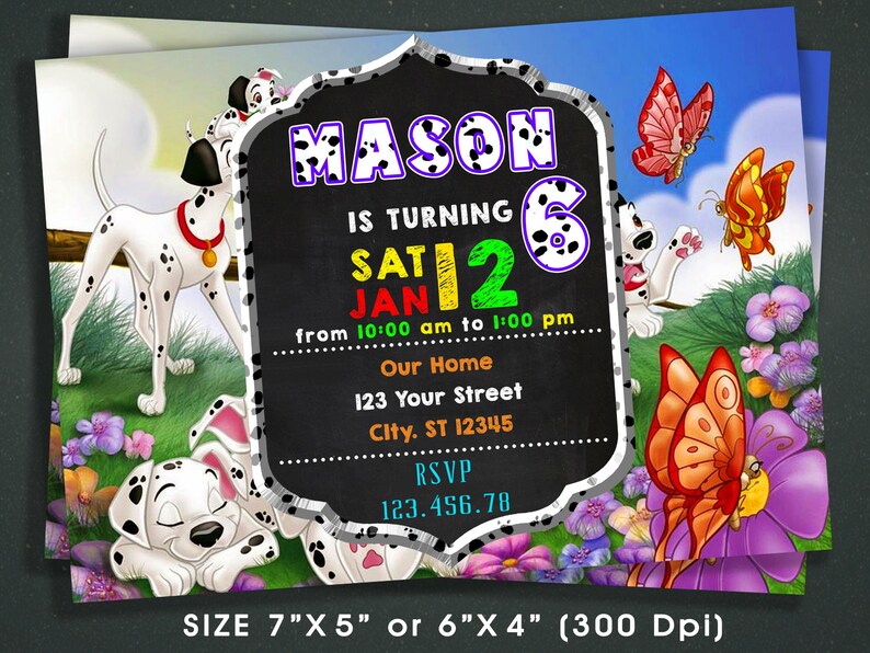 Dog 101 Dalmatians 101 Dalmatians Invitation 101 Dalmatians Etsy