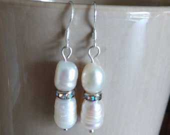 Cream Pearl Earrings, Pearl Drop Earrings, Dangle Earrings, Fresh Water Pearls, Sterling Silver Earrings, Elegant Earrings, Special Occasion