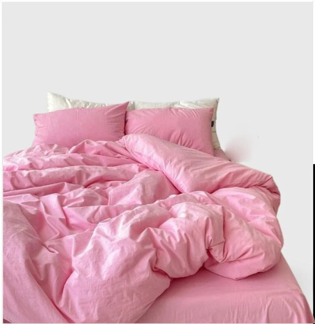 Pink Duvet Cover Baby Pink Bedding Set Queen Duvet Cover King Etsy