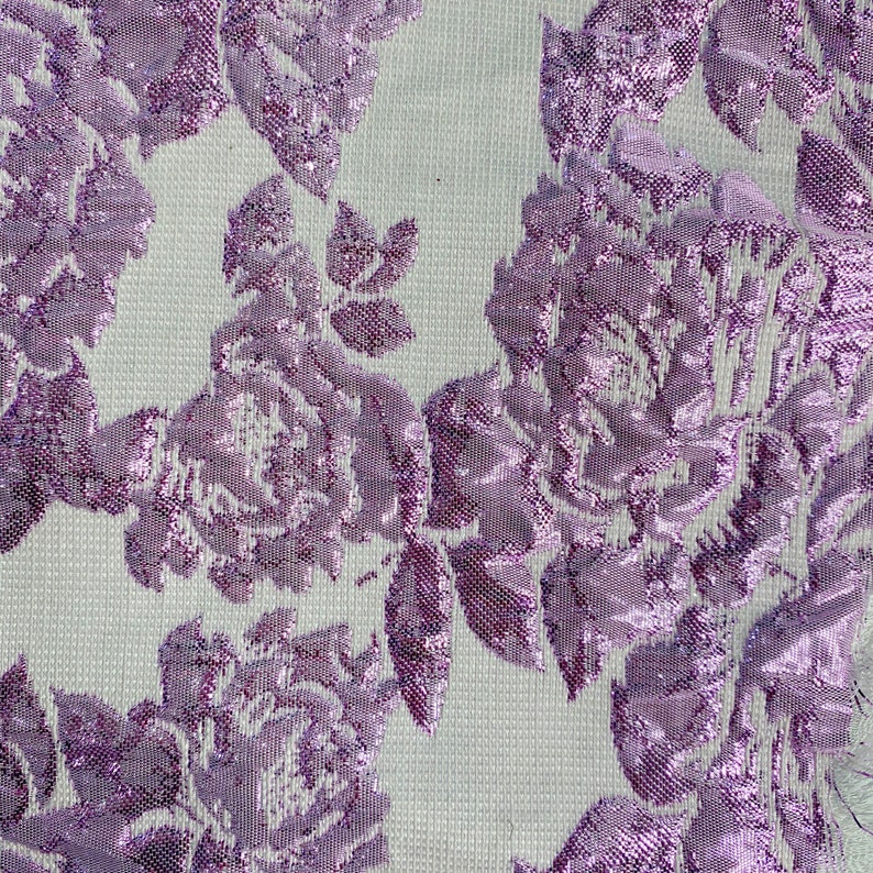 CoralGold Floral Metallic Brocade Woven Fabric