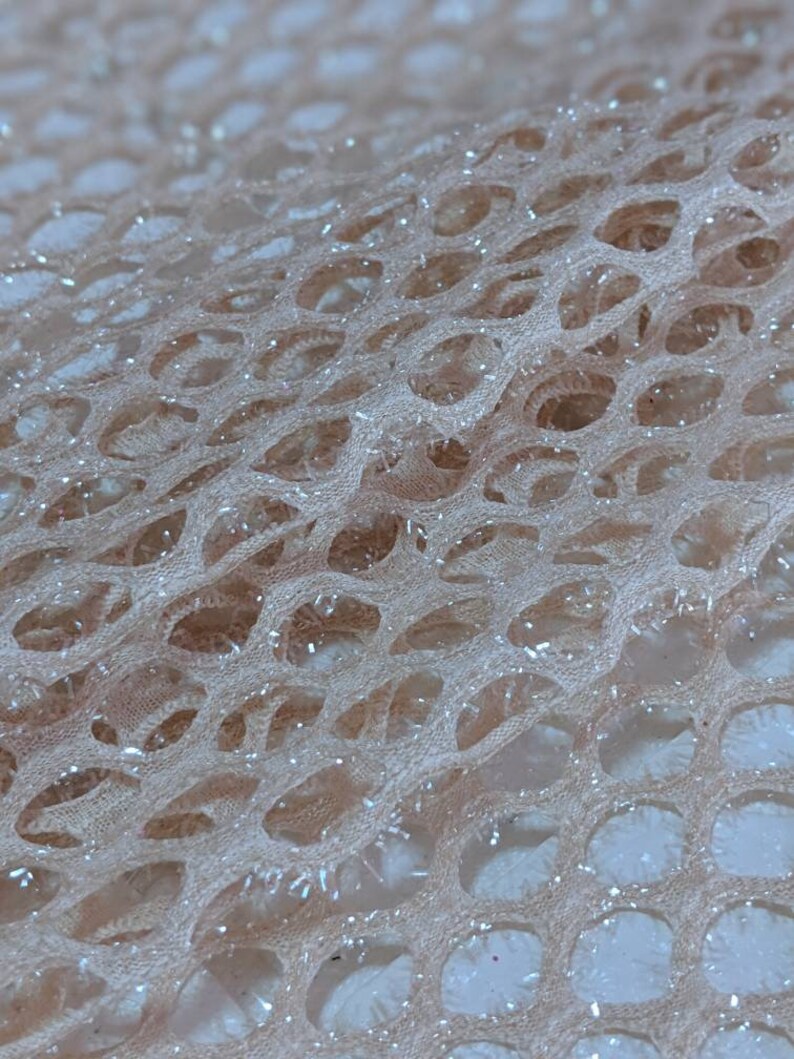 Nude Fuzzy Glitz Cabaret Net Mesh Fabric by the yard
