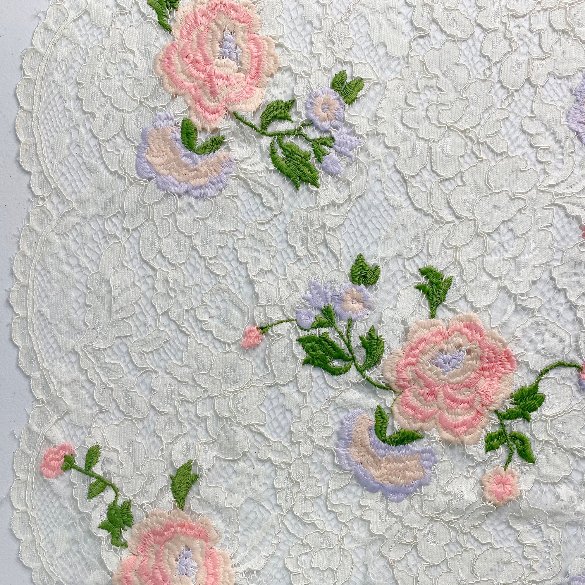 Alencon lace with floral embroidery by the yard | Etsy