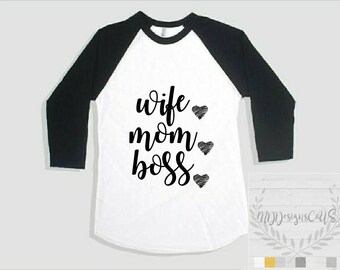 T-SHIRT T SHIRT MAGLIA MAGLIETTA DONNA MOGLIE MAMMA CAPO WIFE MOM BOSS