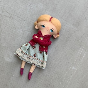 Textile doll Art-doll Travel doll Blonde doll Fabric doll Gift for girl Decorative doll
