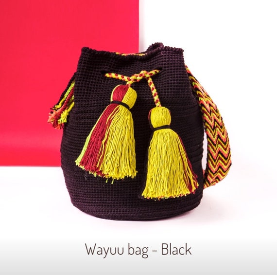 Wayuu Mochila Bag Wayuu Bag Black Wayuu Bag Rouge Colombian Etsy