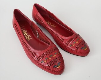 red slip on shoes