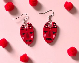 Handmade Clay Diablito Earrings, Handmade Earrings, Polymer Clay Earring, Unique Earrings, Latina Owned Business,