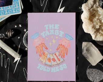 The Tarot Told Me So Print, Mini Art Print,  tarot art print, gouache painting, rustic decor, Latina Owned Business