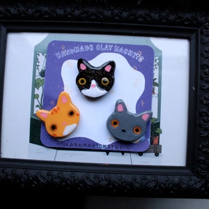 Cat Clay Magnet, handmade magnet, clay magnet, cute handmade , Latina Owned Business