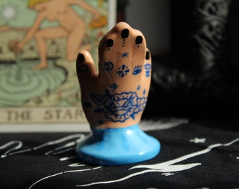 Mystic Hand Tarot Card Holder,  Picture Holder,  Tattooed Hand Card Holder, Latina Owned Business