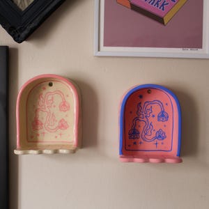 Floral Shrine, Made to Order, Handmade Clay Shrine, hand painted mini shrine, altar box, mini nicho, trinket shelf