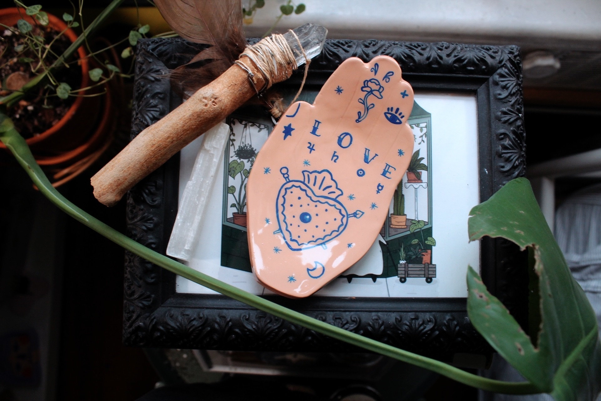 Tattooed Hand Incense Holder, Catch-All-Dish, Jewelry dish, Valentine’s Day gift,  Clay Tray, Latina Owned Business