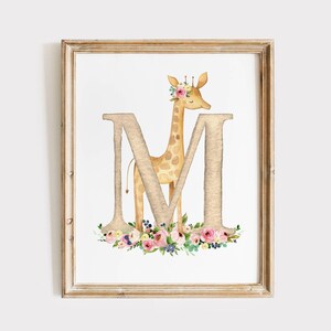Personalized Safari Initial Print Nursery Decor, New Baby Gift, Custom, Animals Name Art Neutral and Floral Options, DIGITAL DOWNLOAD SKU22
