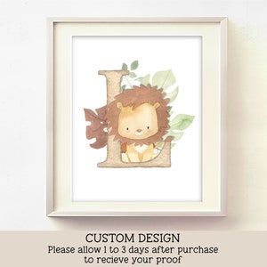 Safari Jungle Initial Print, Personalised New Baby Gift, Animals Themed Nursery, Baby Boy Name Print, Kids Printable DIGITAL DOWNLOAD, SKU3