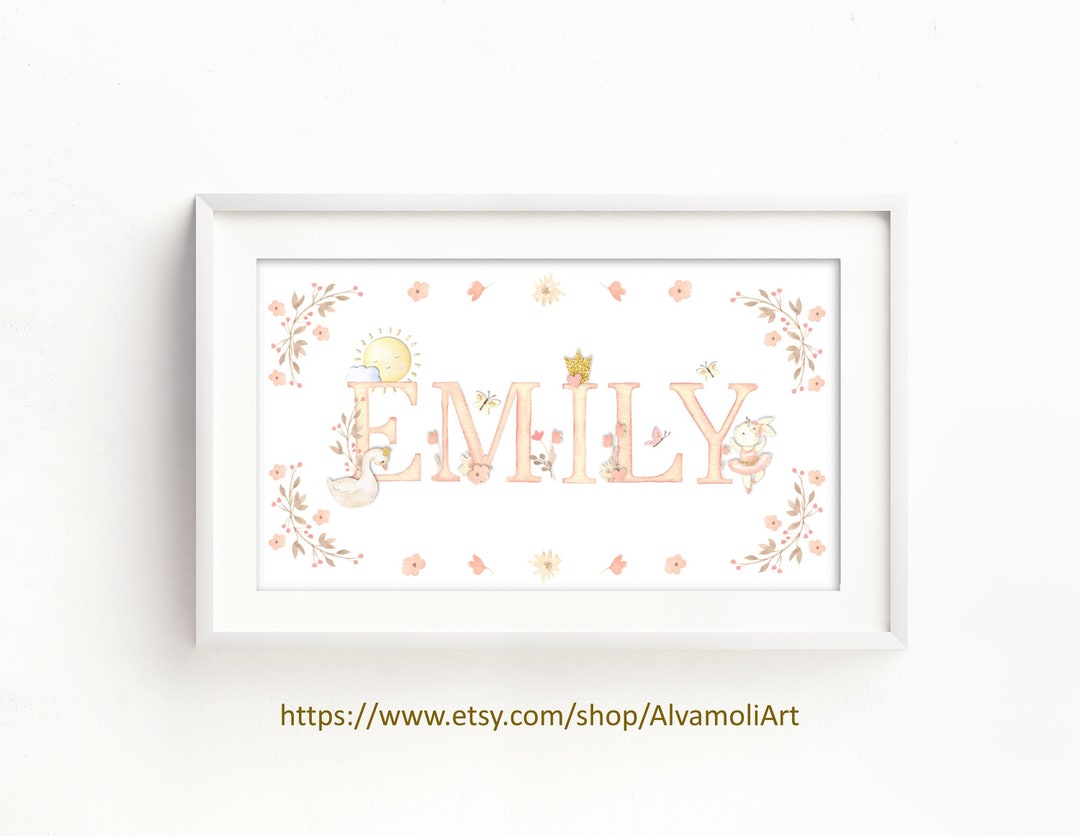 Ballet Nursery Art Print Ballerina Name Print Custom Personalized Baby
