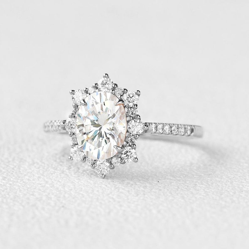 Bridal Ring 18K Solid Rose Gold Ring 1.5ct Moissanite Engagement Ring Oval Diamond Ring Anniversary Ring Oval Engagement Ring