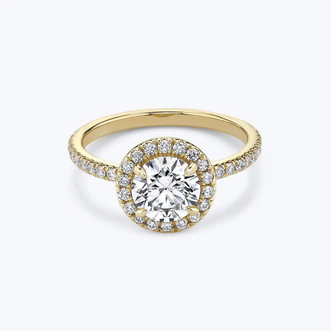 1.5ct Round Moissante Engagement Ring Hali Diamond Ring Etsy