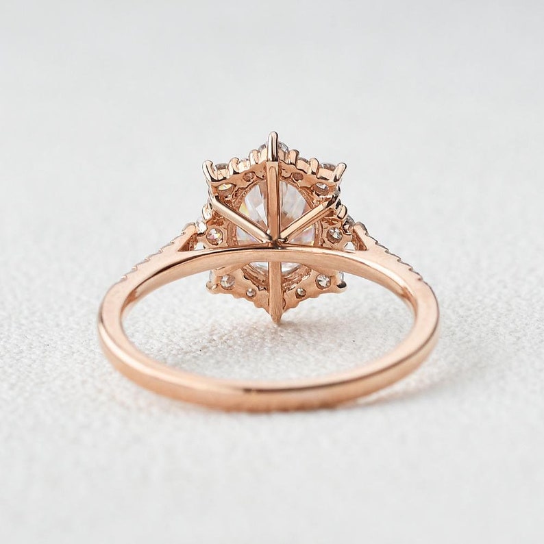 Bridal Ring 18K Solid Rose Gold Ring 1.5ct Moissanite Engagement Ring Oval Diamond Ring Anniversary Ring Oval Engagement Ring