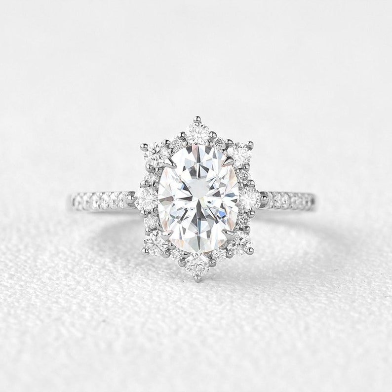 Bridal Ring 18K Solid Rose Gold Ring 1.5ct Moissanite Engagement Ring Oval Diamond Ring Anniversary Ring Oval Engagement Ring