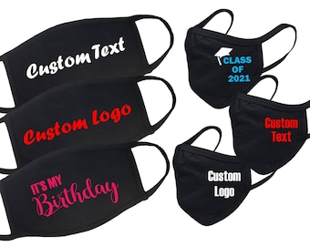 Personalized Face Mask, Custom Text Face Mask, Reusable Face Mask, Custom Logo Face Mask, Washable Face Mask