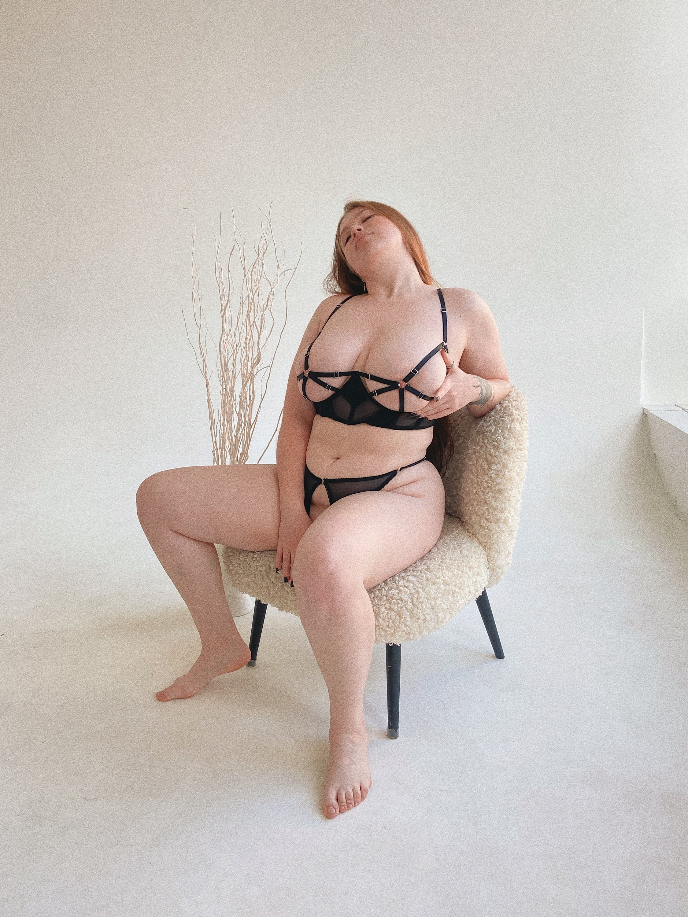 Black Harness Corset Open Adjustable Bra and Crotchless Thong - Etsy Canada