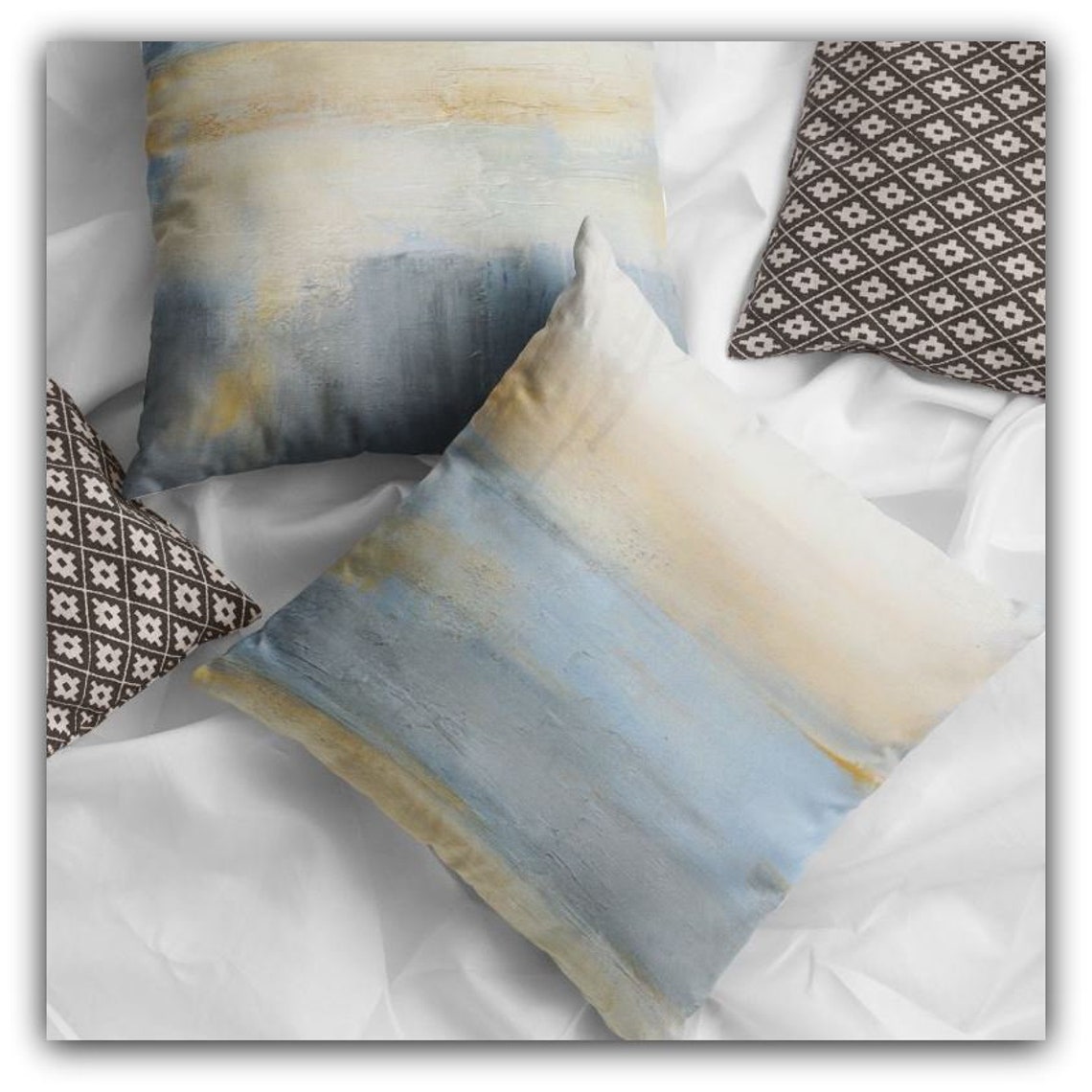 Yellow and Grey Throw PIllow Beachy Home Decor Etsy