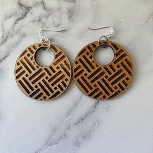 Tribal Hoop Earrings 2, Wooden Earrings