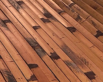 One- 4' x 8' Bamboo Wall Paneling Cherry Chocolate Tortoise Color Wainscoting Wainscot, Tiki Bar Wall Panel, Bamboo Wainscot, Outdoor bar