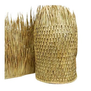 May include: A close-up of a natural woven grass mat, with a textured, woven pattern. The mat is made of natural, dried grass and has a light brown color.