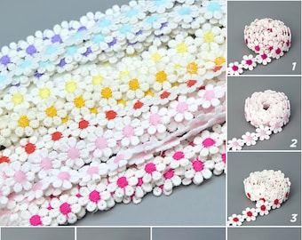 2 yards Sortierte Farbe Gänseblümchen Blume Trim Stickerei Stoff nähen des Kindes Kinder Kleidersack Handwerk DIY Zubehör 14mm