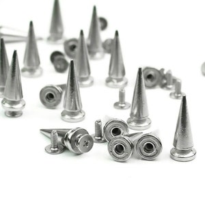 10pcs Silver Cone Spike Punk Studs Bullet Rivets with Screw-Back  Leather Crafts DIY Accessories 10x26mm 7mm | Craft Supplies DIY