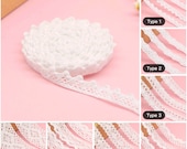5 Yards White Floral Lace Trim Crochet Dolls Decorative Cotton Lace Trim Gift Wrapping Scrapbooking Sewing Craft Supplies DIY