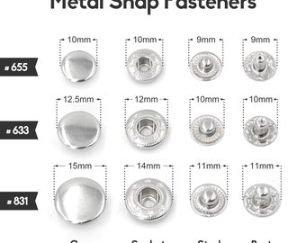 NO SEW HAMMER ON JEANS BUTTONS 1//2/" 13MM SILVER X 100 PACK