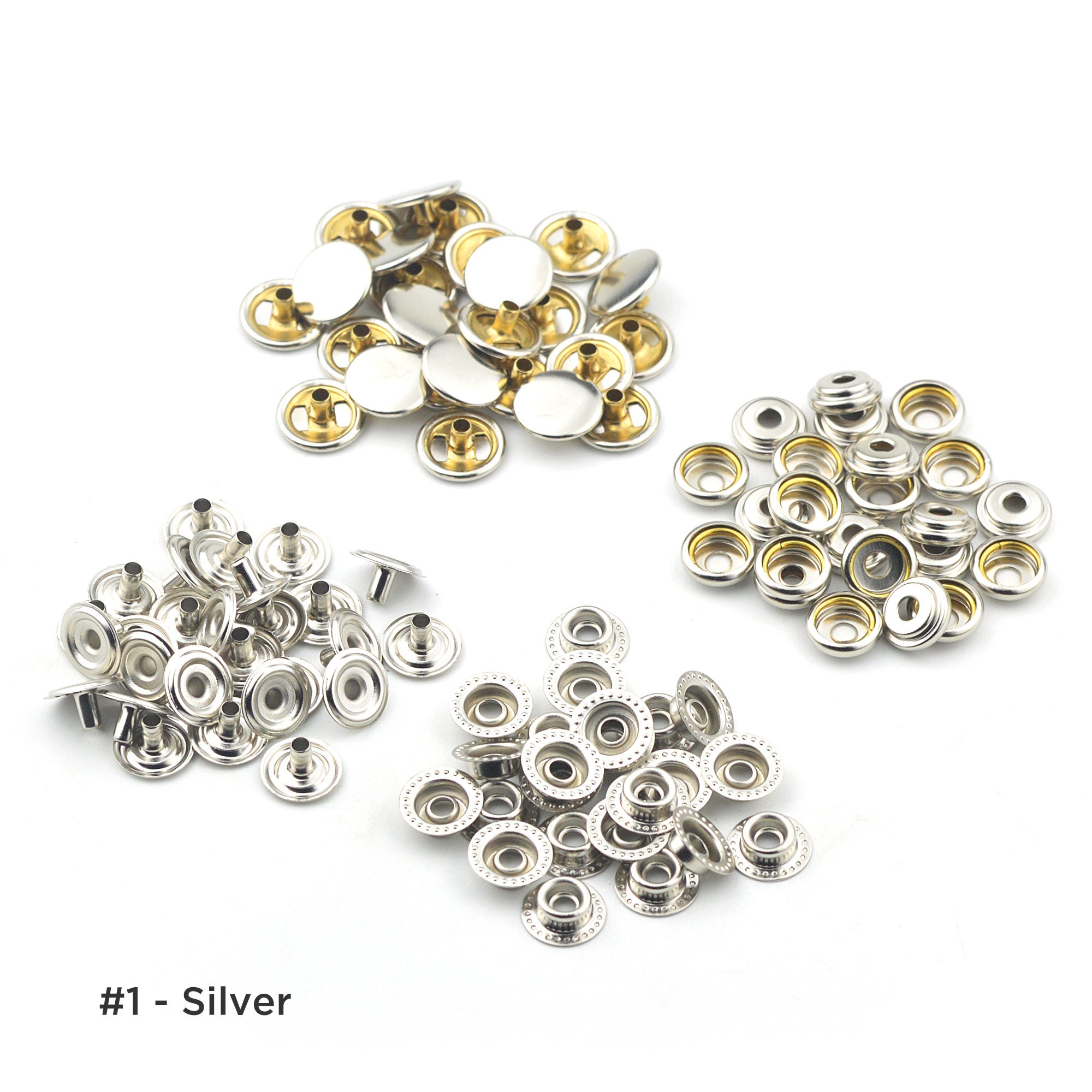 WUTA 20set Solid Brass Snap Fasteners Metal Snaps Button Press