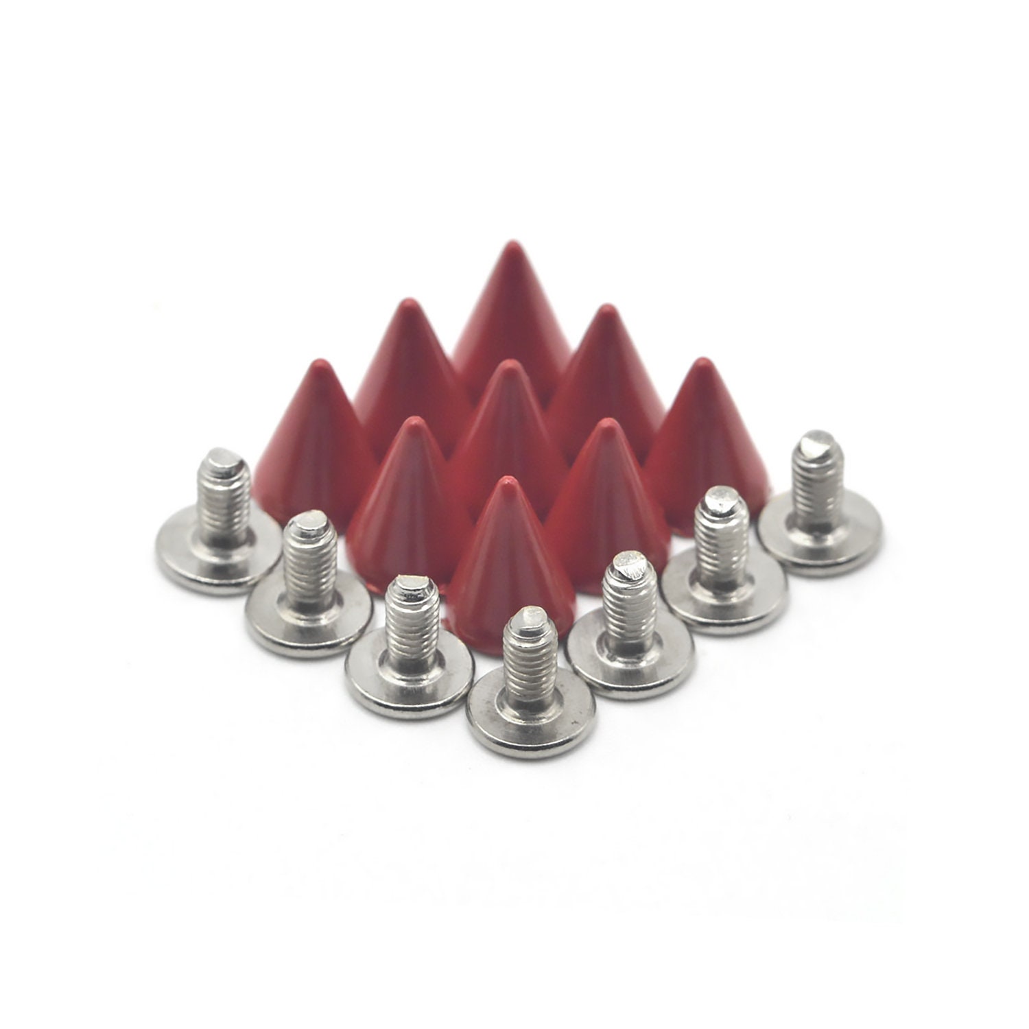 50PCS RED Cone Rivets Screw Punk Studs Leather Crafts B 50PCS RED Cone Rivets Screw Punk Studs Leather Crafts B