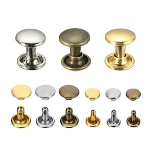 100sets Messing-Material Doppelkappe Nieten Ohrstecker für Leathercrafts 5mm, 6mm, 8mm, 10mm, 12mm | Bastelbedarf DIY
