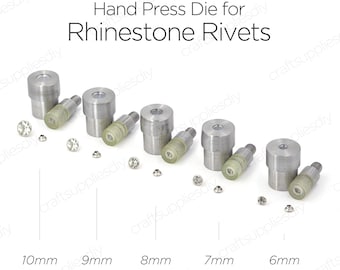 Hand Press Die for Crystal Rhinestone Rivets Setter Snap Setting Tools for Rhinestone Rivet Die 5~12mm with 6mm Cap | Craft Supplies DIY