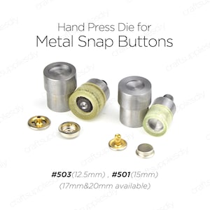 Hand Press Die for Metal Snap Fasteners Setting Tools for Press Studs Snap Buttons Poppers Die #501, #503 | Craft Supplies DIY