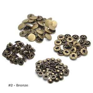 50 set Materiale ottone Chiusura a scatto Bottoni a pressione Bottoni automatici 10 mm 655, 12,5 mm 633, 15 mm 831 / Forniture fai da te Bronzo