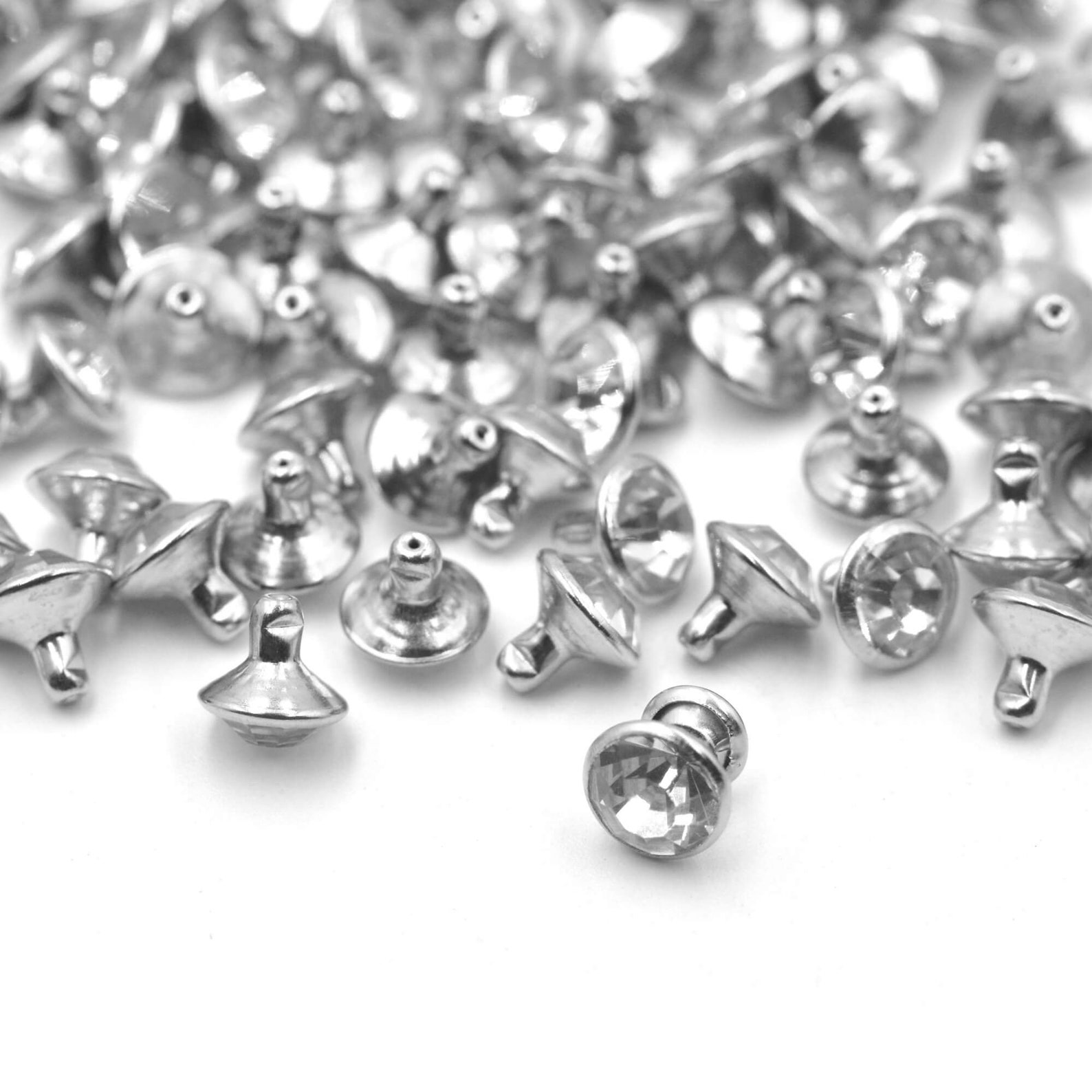 100pcs Silver Color Brass Material Glass Rhinestone Rivets Etsy